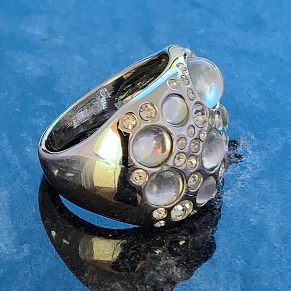 Lia Sophia Silver Tone Rock Candy Bubble Bling Chinky Statement Ring, Size 8-1/2 - Picture 2 of 7